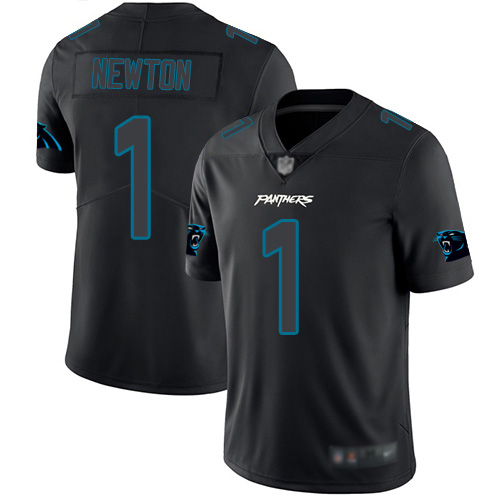 Carolina Panthers Limited Black Men Cam Newton Jersey NFL Football #1 Rush Impact